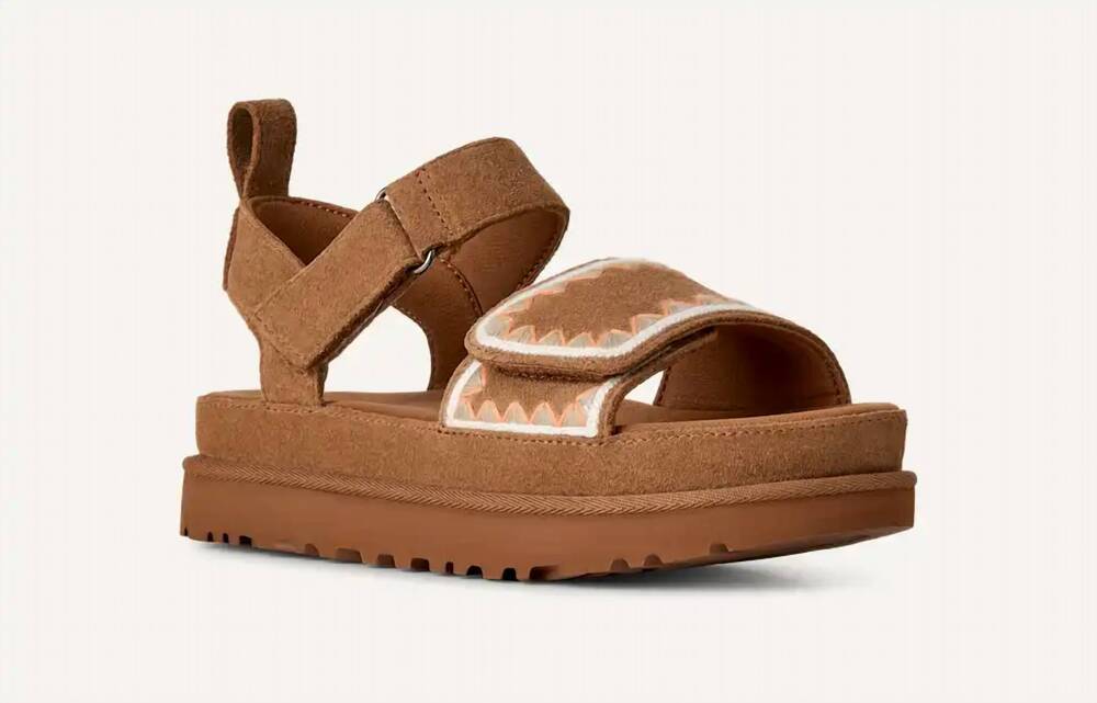 NEW UGG women's goldenstar artistitch sandal in chestnut